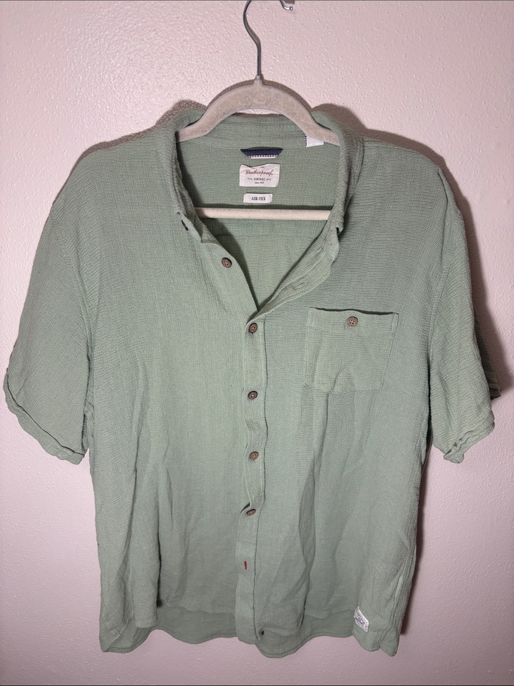 Club Room Light Sage Green Short Sleeve Button-Up Shirt
